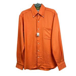 Orian 1968‎ Shirt Button Down Long Sleeve Pen Pocket Cotton Orange Men Size S